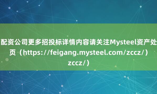 民间配资公司更多招投标详情内容请关注Mysteel资产处置网页（https://feigang.mysteel.com/zccz/）